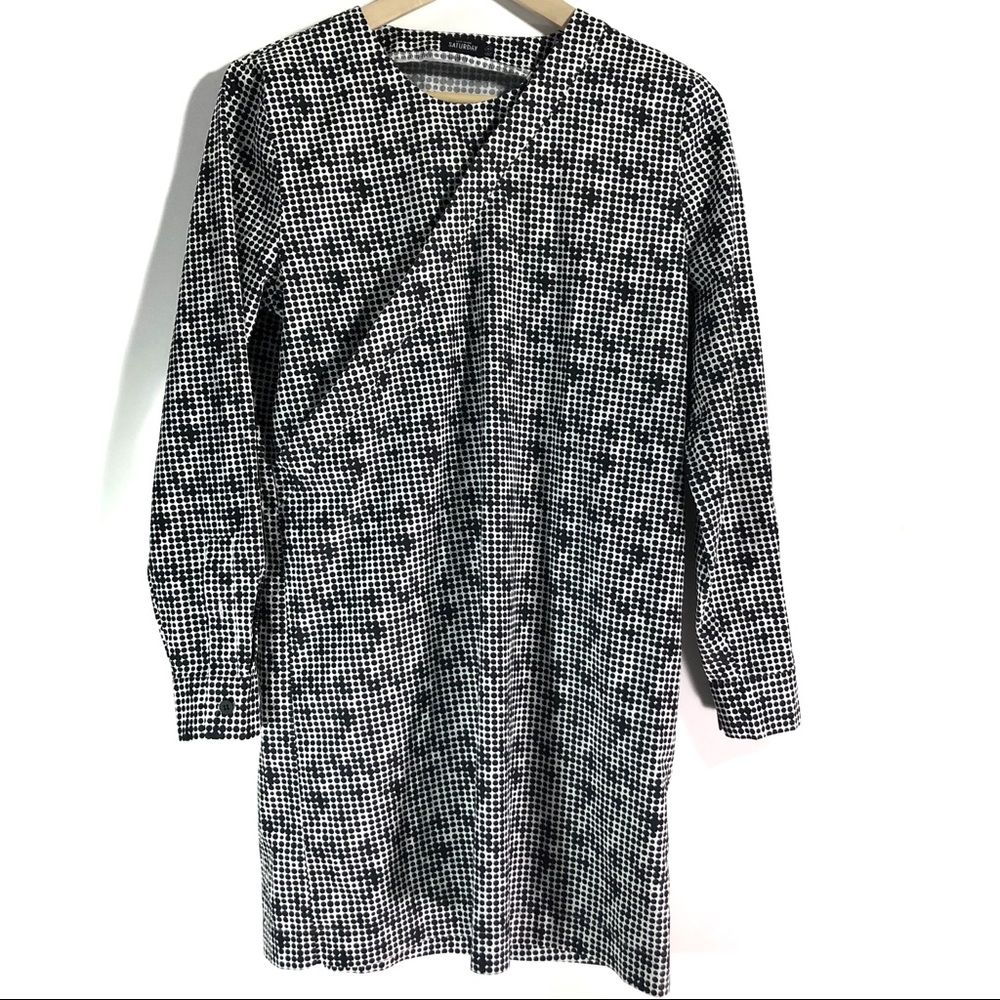 Kate Spade Saturday Let Loose Dress Tunic Top Medium Black White